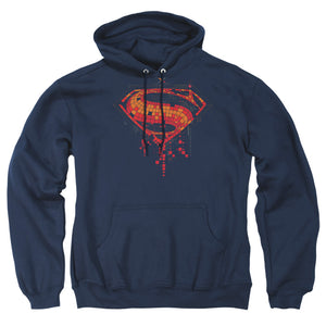 AN OFFCIALLY LICENSED BATMAN V SUPERMAN TECH SUPER LOGO ADULT UNISEX PULLOVER HOODIE NAVY