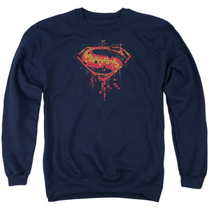 AN OFFCIALLY LICENSED BATMAN V SUPERMAN TECH SUPER LOGO ADULT UNISEX CREWNECK SWEATSHIRT NAVY