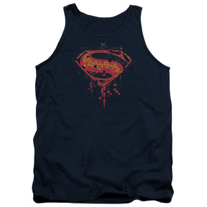 AN OFFCIALLY LICENSED BATMAN V SUPERMAN TECH SUPER LOGO ADULT UNISEX TANK TOP NAVY