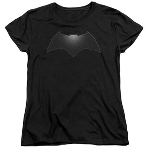AN OFFCIALLY LICENSED BATMAN V SUPERMAN BEVELED BAT LOGO WOMEN'S REGULAR FIT T-SHIRT BLACK