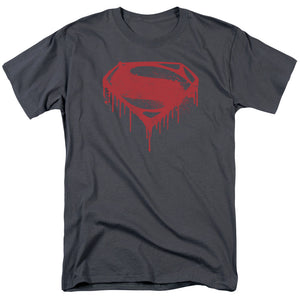 AN OFFCIALLY LICENSED BATMAN V SUPERMAN SPLATTERED MEN'S REGULAR FIT T-SHIRT CHARCOAL