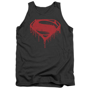 AN OFFCIALLY LICENSED BATMAN V SUPERMAN SPLATTERED ADULT UNISEX TANK TOP CHARCOAL
