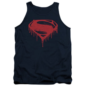 AN OFFCIALLY LICENSED BATMAN V SUPERMAN SPLATTERED ADULT UNISEX TANK TOP NAVY