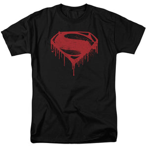 AN OFFCIALLY LICENSED BATMAN V SUPERMAN SPLATTERED MEN'S REGULAR FIT T-SHIRT BLACK