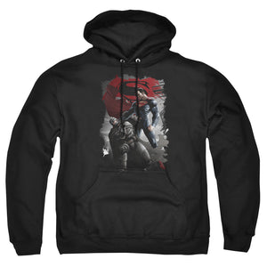 AN OFFCIALLY LICENSED BATMAN VS SUPERMAN CHOKE ADULT UNISEX PULLOVER HOODIE BLACK