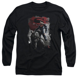 AN OFFCIALLY LICENSED BATMAN VS SUPERMAN CHOKE MEN'S LONG SLEEVE T-SHIRT BLACK