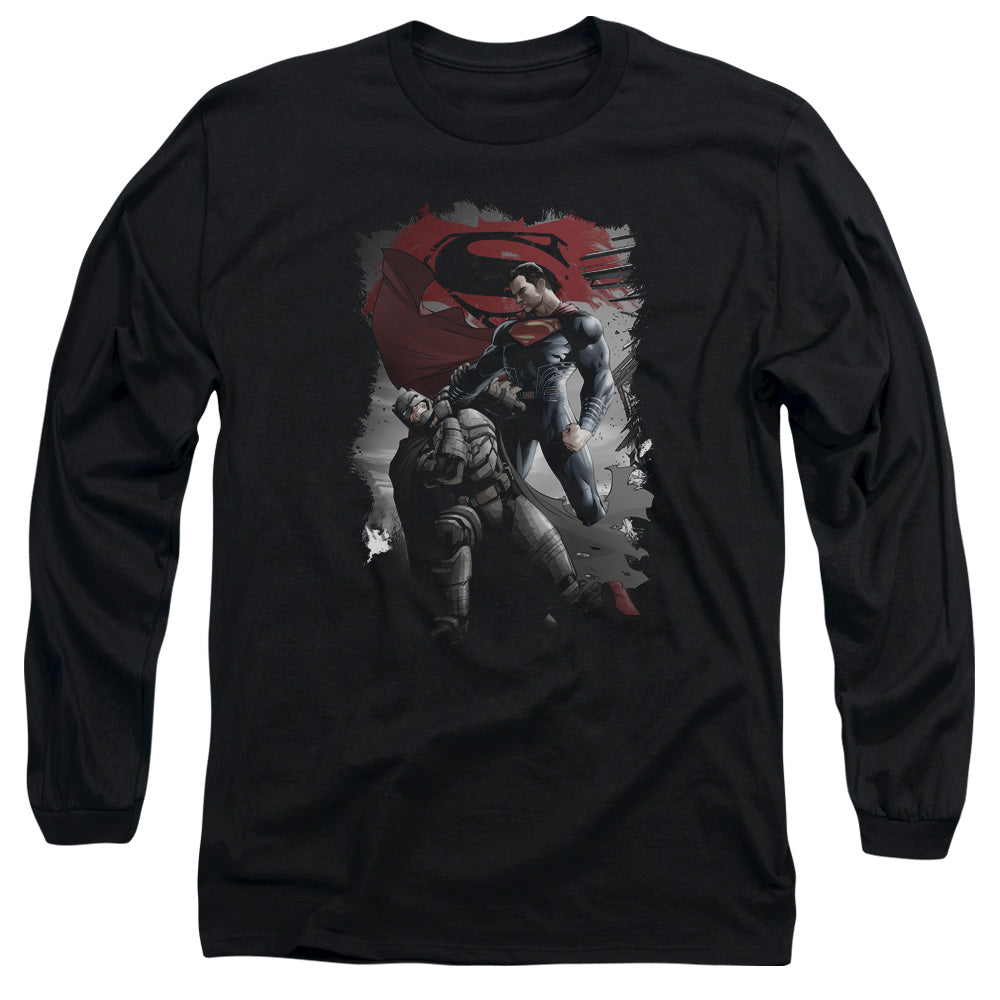AN OFFCIALLY LICENSED BATMAN VS SUPERMAN CHOKE MEN'S LONG SLEEVE T-SHIRT BLACK