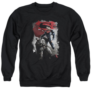AN OFFCIALLY LICENSED BATMAN VS SUPERMAN CHOKE ADULT UNISEX CREWNECK SWEATSHIRT BLACK