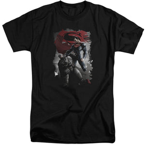 AN OFFCIALLY LICENSED BATMAN VS SUPERMAN CHOKE MEN'S TALL FIT T-SHIRT BLACK