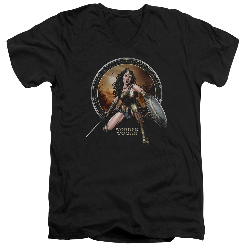 AN OFFCIALLY LICENSED BATMAN V SUPERMAN BATLLE ZONE MEN'S V-NECK T-SHIRT BLACK