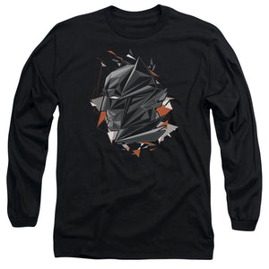AN OFFCIALLY LICENSED BATMAN V SUPERMAN BAT HEAD TECH MEN'S LONG SLEEVE T-SHIRT BLACK