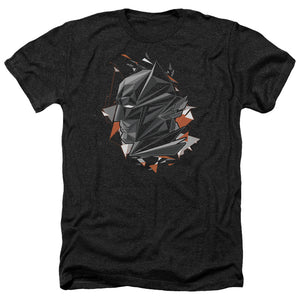 AN OFFCIALLY LICENSED BATMAN V SUPERMAN BAT HEAD TECH MEN'S HEATHER T-SHIRT CHARCOAL