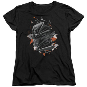 AN OFFCIALLY LICENSED BATMAN V SUPERMAN BAT HEAD TECH WOMEN'S REGULAR FIT T-SHIRT BLACK