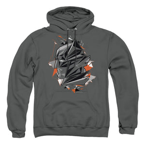 AN OFFCIALLY LICENSED BATMAN V SUPERMAN BAT HEAD TECH ADULT UNISEX PULLOVER HOODIE CHARCOAL