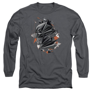 AN OFFCIALLY LICENSED BATMAN V SUPERMAN BAT HEAD TECH MEN'S LONG SLEEVE T-SHIRT CHARCOAL
