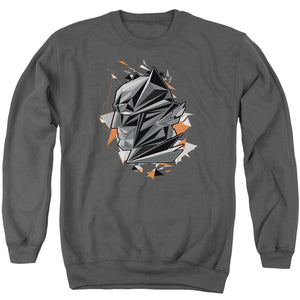 AN OFFCIALLY LICENSED BATMAN V SUPERMAN BAT HEAD TECH ADULT UNISEX CREWNECK SWEATSHIRT CHARCOAL