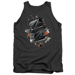 AN OFFCIALLY LICENSED BATMAN V SUPERMAN BAT HEAD TECH ADULT UNISEX TANK TOP CHARCOAL