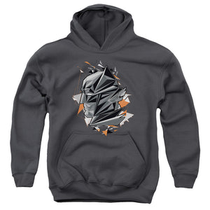 AN OFFCIALLY LICENSED BATMAN V SUPERMAN BAT HEAD TECH YOUTH HOODIE CHARCOAL