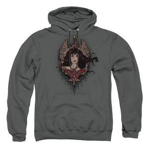 AN OFFCIALLY LICENSED BATMAN V SUPERMAN WINGED GODDESS ADULT UNISEX PULLOVER HOODIE CHARCOAL