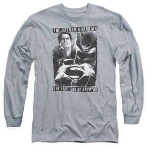 AN OFFCIALLY LICENSED BATMAN V SUPERMAN GUARDIAN V SON MEN'S LONG SLEEVE T-SHIRT ATHLETIC HEATHER