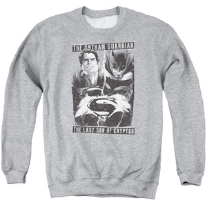 AN OFFCIALLY LICENSED BATMAN V SUPERMAN GUARDIAN V SON ADULT UNISEX CREWNECK SWEATSHIRT ATHLETIC HEATHER