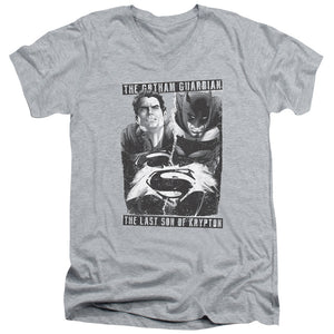 AN OFFCIALLY LICENSED BATMAN V SUPERMAN GUARDIAN V SON MEN'S V-NECK T-SHIRT ATHLETIC HEATHER