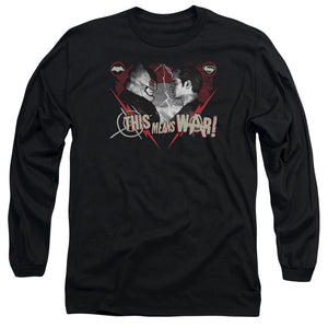 AN OFFCIALLY LICENSED BATMAN V SUPERMAN THIS MEANS WAR MEN'S LONG SLEEVE T-SHIRT BLACK