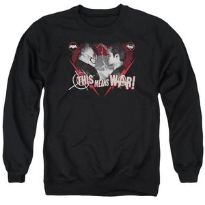 AN OFFCIALLY LICENSED BATMAN V SUPERMAN THIS MEANS WAR ADULT UNISEX CREWNECK SWEATSHIRT BLACK