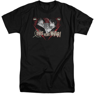 AN OFFCIALLY LICENSED BATMAN V SUPERMAN THIS MEANS WAR MEN'S TALL FIT T-SHIRT BLACK