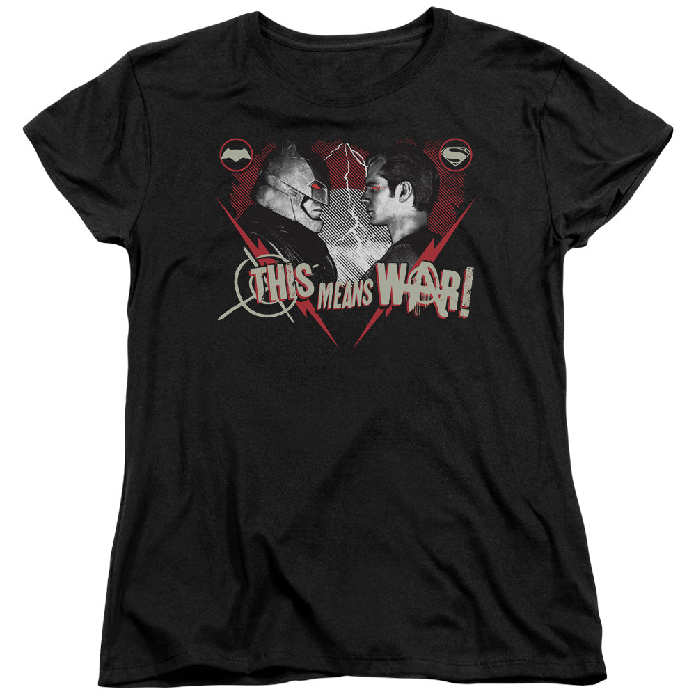 AN OFFCIALLY LICENSED BATMAN V SUPERMAN THIS MEANS WAR WOMEN'S REGULAR FIT T-SHIRT BLACK