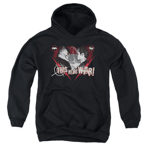 AN OFFCIALLY LICENSED BATMAN V SUPERMAN THIS MEANS WAR YOUTH HOODIE BLACK