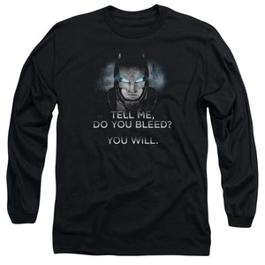 AN OFFCIALLY LICENSED BATMAN V SUPERMAN DO YOU BLEED MEN'S LONG SLEEVE T-SHIRT BLACK
