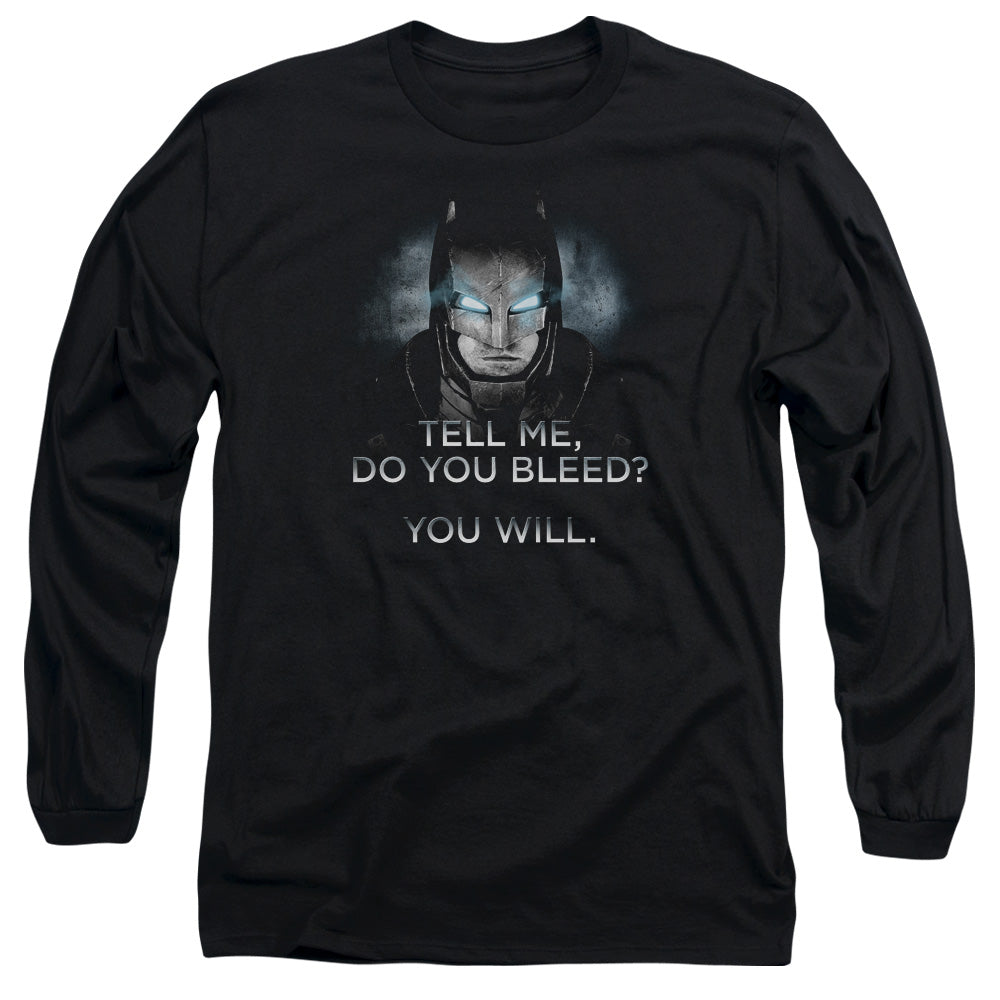 AN OFFCIALLY LICENSED BATMAN V SUPERMAN DO YOU BLEED MEN'S LONG SLEEVE T-SHIRT BLACK
