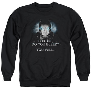 AN OFFCIALLY LICENSED BATMAN V SUPERMAN DO YOU BLEED ADULT UNISEX CREWNECK SWEATSHIRT BLACK