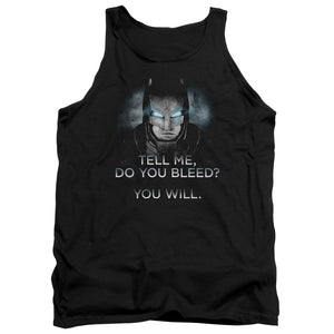 AN OFFCIALLY LICENSED BATMAN V SUPERMAN DO YOU BLEED ADULT UNISEX TANK TOP BLACK