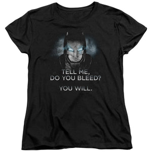 AN OFFCIALLY LICENSED BATMAN V SUPERMAN DO YOU BLEED WOMEN'S REGULAR FIT T-SHIRT BLACK