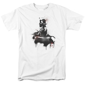 AN OFFCIALLY LICENSED BATMAN V SUPERMAN BATMAN SPRAY MEN'S REGULAR FIT T-SHIRT WHITE