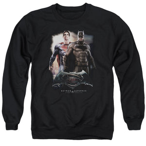 AN OFFCIALLY LICENSED BATMAN VS SUPERMAN DAWN ADULT UNISEX CREWNECK SWEATSHIRT BLACK