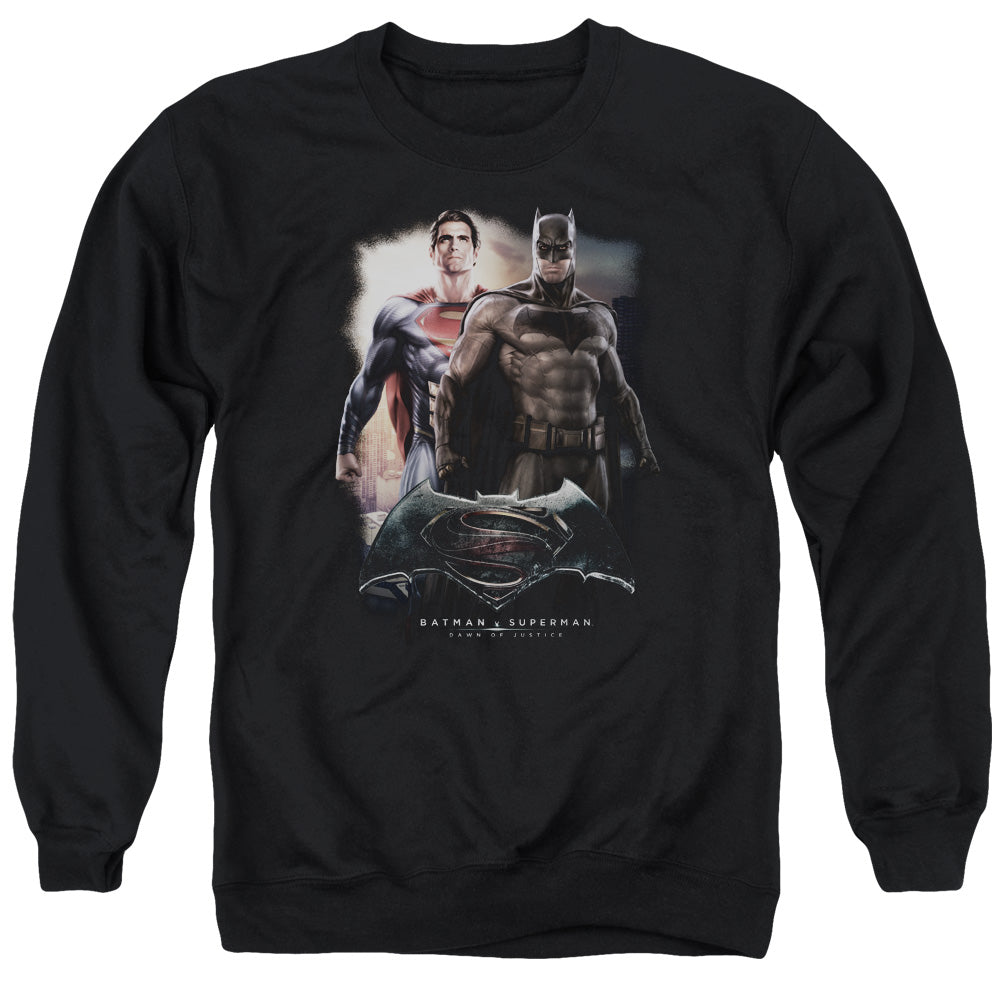 AN OFFCIALLY LICENSED BATMAN VS SUPERMAN DAWN ADULT UNISEX CREWNECK SWEATSHIRT BLACK