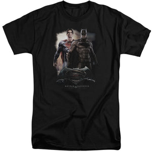 AN OFFCIALLY LICENSED BATMAN VS SUPERMAN DAWN MEN'S TALL FIT T-SHIRT BLACK
