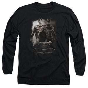 AN OFFCIALLY LICENSED BATMAN VS SUPERMAN DAWN MEN'S LONG SLEEVE T-SHIRT BLACK