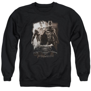 AN OFFCIALLY LICENSED BATMAN VS SUPERMAN DAWN ADULT UNISEX CREWNECK SWEATSHIRT BLACK