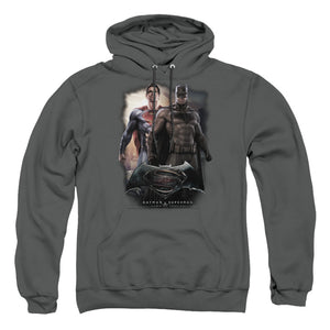 AN OFFCIALLY LICENSED BATMAN VS SUPERMAN DAWN ADULT UNISEX PULLOVER HOODIE CHARCOAL