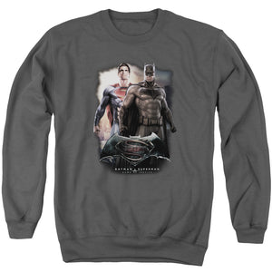 AN OFFCIALLY LICENSED BATMAN VS SUPERMAN DAWN ADULT UNISEX CREWNECK SWEATSHIRT CHARCOAL