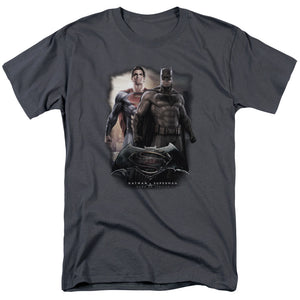 AN OFFCIALLY LICENSED BATMAN VS SUPERMAN DAWN MEN'S REGULAR FIT T-SHIRT CHARCOAL