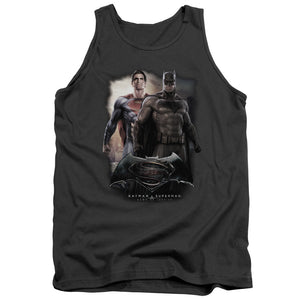 AN OFFCIALLY LICENSED BATMAN VS SUPERMAN DAWN ADULT UNISEX TANK TOP CHARCOAL