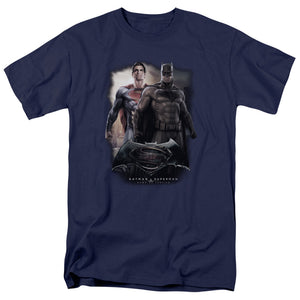 AN OFFCIALLY LICENSED BATMAN VS SUPERMAN DAWN MEN'S REGULAR FIT T-SHIRT NAVY