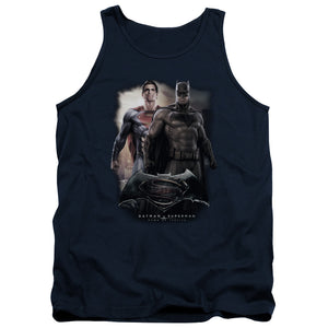 AN OFFCIALLY LICENSED BATMAN VS SUPERMAN DAWN ADULT UNISEX TANK TOP NAVY