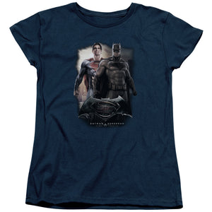 AN OFFCIALLY LICENSED BATMAN VS SUPERMAN DAWN WOMEN'S REGULAR FIT T-SHIRT NAVY