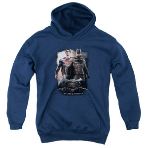 AN OFFCIALLY LICENSED BATMAN VS SUPERMAN DAWN YOUTH HOODIE NAVY